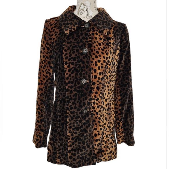 Rafaella Jackets & Blazers - Rafaella Velvet Leopard Teddy Jacket, Size 10